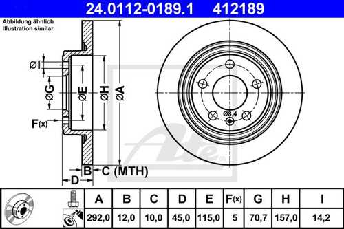 ATE 24.0112-0189.1 Диск тормозной задний! Chevrolet Cruze 1.6 83Kw 10>