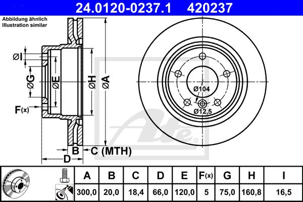 ATE 24.0120-0237.1 Диск тормозной задний! BMW E81/E87/E90/F22/F32 1.8-2.0D 04>