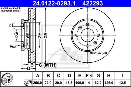 ATE 24.0122-0293.1 Диск тормозной передний! Hyundai Accent/i20 15>, KIA Rio IV 17>