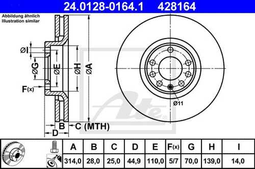 ATE 24.0128-0164.1 Диск тормозной