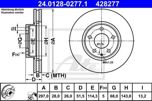 ATE 24.0128-0277.1 Диск тормозной вентилируемый! 297x28x26 Mazda 6