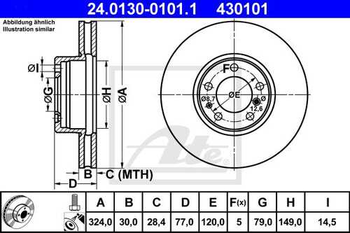 ATE 24.0130-0101.1 Диск тормозной передний! BMW E38/E39 3.5/4.0/5.0 M60/M62/M70/M73 95>