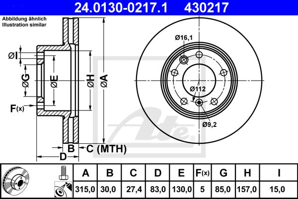 ATE 24.0130-0217.1 Диск тормозной передний! MB W461/W463 90>