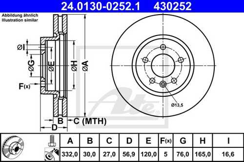 ATE 24.0130-0252.1 Тормозной диск