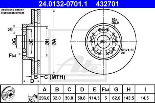 ATE 24.0132-0701.1 Диск тормозной передний! Lexus GS300/IS300 97-05