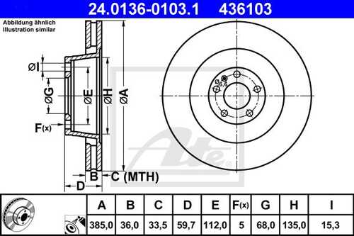 ATE 24.0136-0103.1 Диск тормозной передний! Audi A8 03>