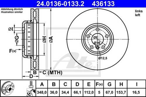 ATE 24.0136-0133.2 Тормозной диск