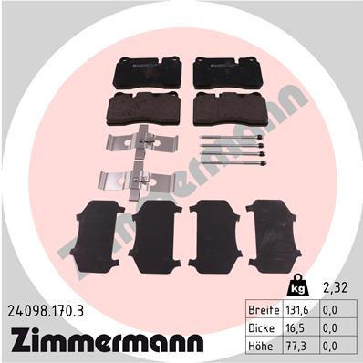 ZIMMERMANN 24098.170.3 Комплект тормозных колодок, дисковый тормоз