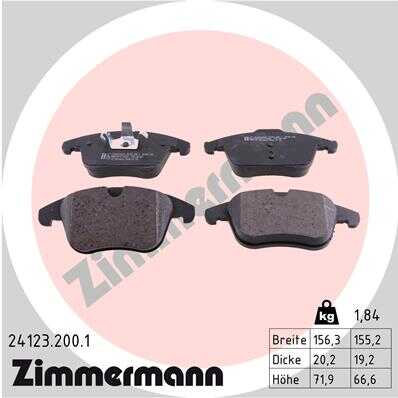 ZIMMERMANN 24123.200.1 Колодки дисковые передние! Ford Galaxy/S-max 2.0/1.8TDCi/2.0TDCi 06>