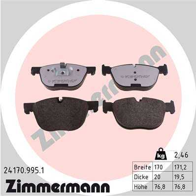 ZIMMERMANN 24170.995.1 Колодки дисковые перед. 170x77x20 BMW X5/X6 3.0si/d/4.8i 07>