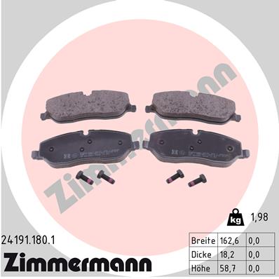 ZIMMERMANN 241911801 Колодки дисковые п.! Land RoverDiscovery/RangeRoverSport 4.4/2.7TD 04>