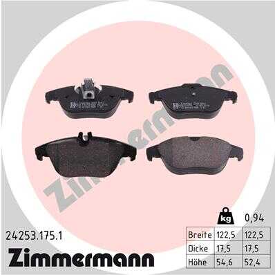 ZIMMERMANN 24253.175.1 Колодки дисковые задн. 122x55x18 MB W204 1.8-3.5 07>