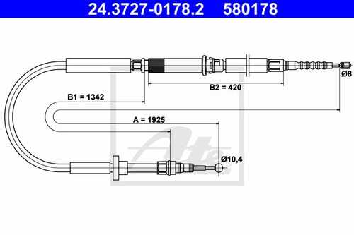 ATE 24.3727-0178.2 Трос ручника! L=1925 Audi A6 1.8-4.2 97-05