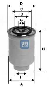 UFI 2444300 Фильтр топливный! Hyundai Tucson 2.0CRDi 04>