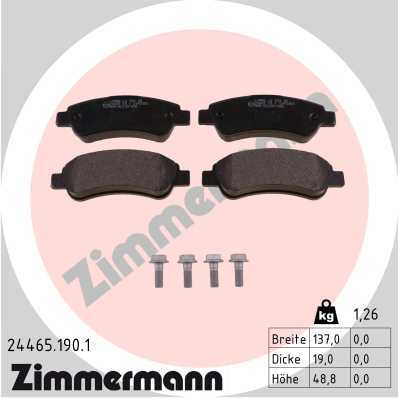 ZIMMERMANN 244651901 Колодки дисковые задние! Fiat Ducato, Citroen Jumper,Peugeot Boxer all 06>