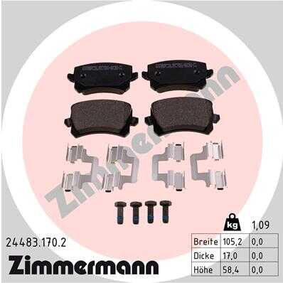 ZIMMERMANN 24483.170.2 Колодки дисковые задние! VW Tiguan 1.4TFSi/2.0TDi/2.0TFSi 07>