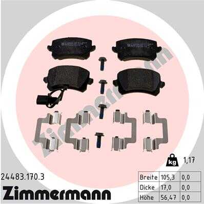 ZIMMERMANN 244831703 Колодки торм. дисковые задн. 105x56x17 AUDI Q3 RS 2.5 quattro 13>18, performance 15>1