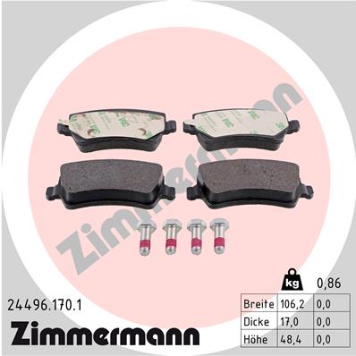 ZIMMERMANN 24496.170.1 Колодки тормозные