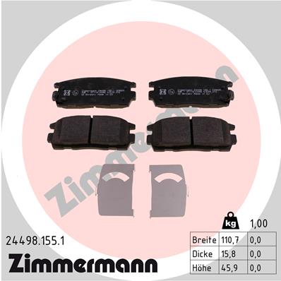 ZIMMERMANN 244981551 Колодки дисковые задние! Opel Antara 2.0CDTi/2.4i/3.2i 07>