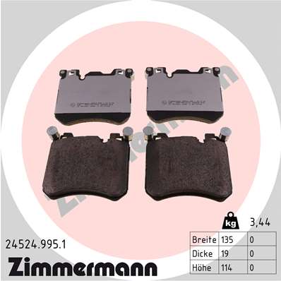 ZIMMERMANN 245249951 Колодка томозная