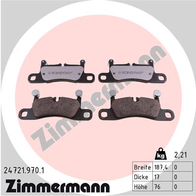 ZIMMERMANN 24721.970.1 Колодки дисковые передние! с антискрип. пл. Porshce Targa VI, VW Touareg II 3.0-4.8 10>