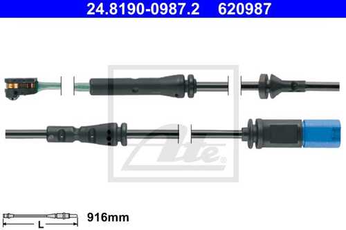 ATE 24819009872 Датчик износа колодок BMW 5 520 d (2017>), 518 (2018>2020), Mild-Hybrid (2020>), (2016>), (20