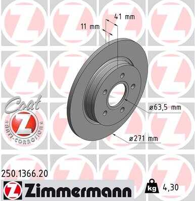 ZIMMERMANN 250.1366.20 Тормозной диск