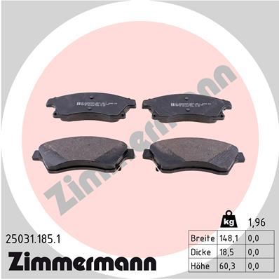 ZIMMERMANN 250311851 Колодки дисковые передние! Opel Astra, Chevrolet Cruze 1.4/1.6/1.3CDTi-2.0CDTi 09>