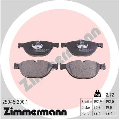 ZIMMERMANN 25045.200.1 Колодки дисковые перед. 193x79x20 BMW F01-F04/F10-F13 3.0i-5.0i/2.5D-5.0D 08>