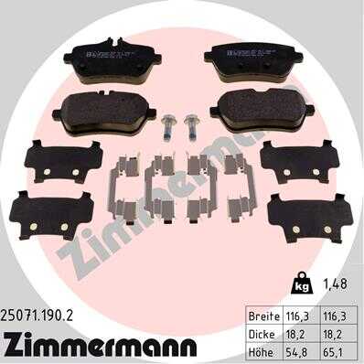 ZIMMERMANN 250711902 колодки дисковые задн. 116x55x18 MB W222/A217/C217 13>