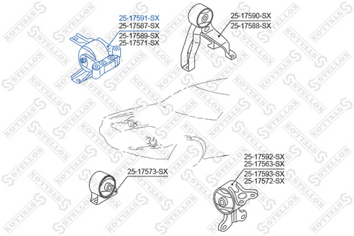 STELLOX 2517591SX Опора двигателя правая! Mitsubishi LANCER 07>