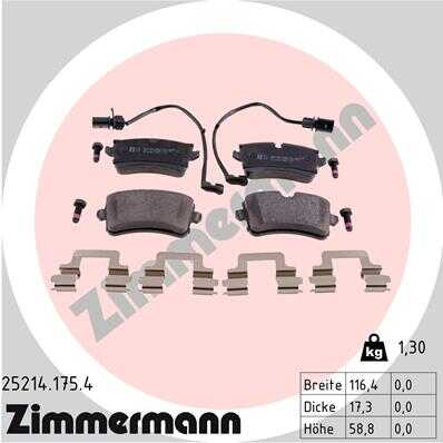 ZIMMERMANN 25214.175.4 Колодки дисковые задн. 116x60x18 Audi A6/A7/A8 2.0TFSi-6.3/2.0TDi-4.2TDi 09>