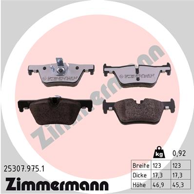 ZIMMERMANN 25307.975.1 Колодки дисковые задние! BMW F21/F30 1.6/1.8/2.0D 10>