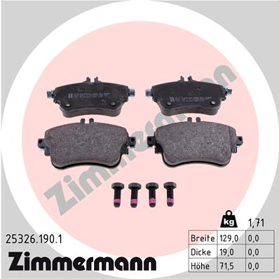 ZIMMERMANN 253261901 Колодки дисковые передние! MB W176/W246 1.6/1.8/2.0/CDi 11>