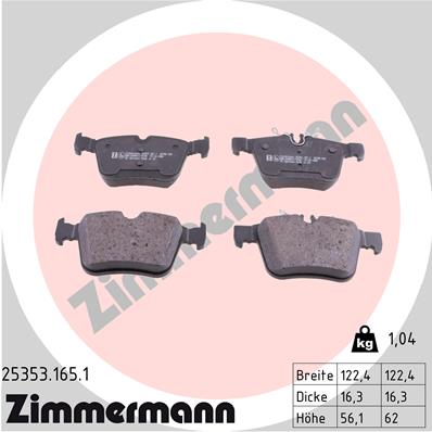 ZIMMERMANN 25353.165.1 Комплект тормозных колодок, дисковый тормоз