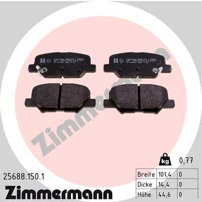 ZIMMERMANN 25688.150.1 Колодки дисковые задн. 102x44x14 Mazda 6, Mitsubishi Outlander 2.0/2.4i 12>