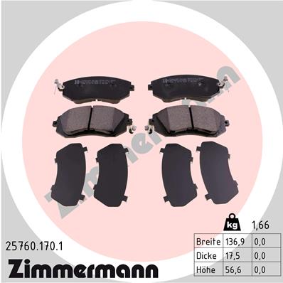 ZIMMERMANN 257601701 Колодки тормозные