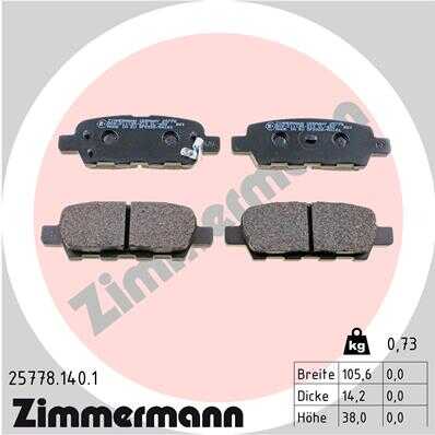 ZIMMERMANN 25778.140.1 Колодки дисковые задние! Nissan Murano/X-Trail, Infiniti FX35 2.0-3.5 03>