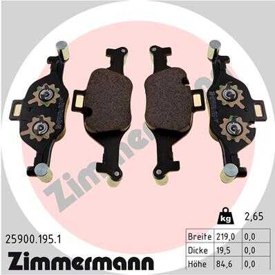 ZIMMERMANN 259001951 Комплект тормозных колодок! дисковый тормоз BMW 5 16>/7 14>