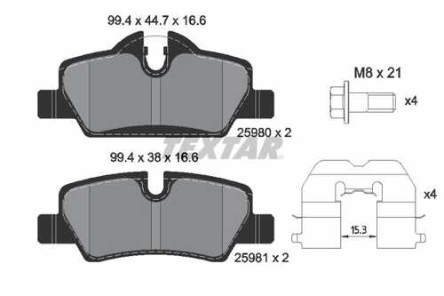 TEXTAR 2598001 Колодки дисковые задние! BMW 2 F45/F43, MINI 13>