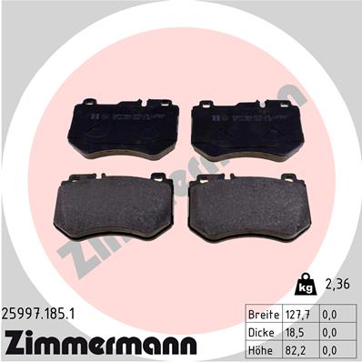 ZIMMERMANN 259971851 Колодка томозная