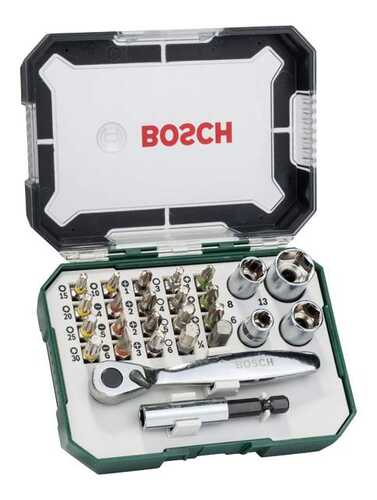 BOSCH 2.607.017.322 2. набор из 26 насадок-бит с ключом-трещоткой