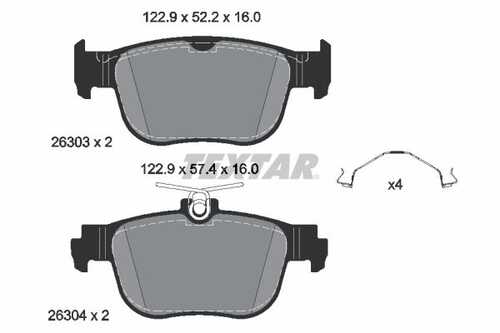 TEXTAR 2630301 Колодки торм. дисковые Q+ задн. 123x52x16 AUDI, CUPRA, SEAT, SKODA, VW A3 30 TDI 19>, 20>, TFSI, 3