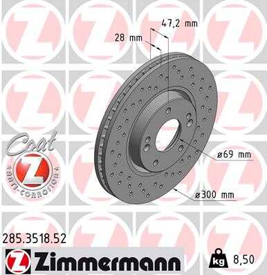 ZIMMERMANN 285.3518.52 Диск тормозной