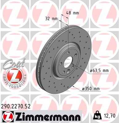 ZIMMERMANN 290227052 Диск тормозной! Sport Jaguar E-Pace 17>, Land Rover Discovery Sport 2.0T 14>