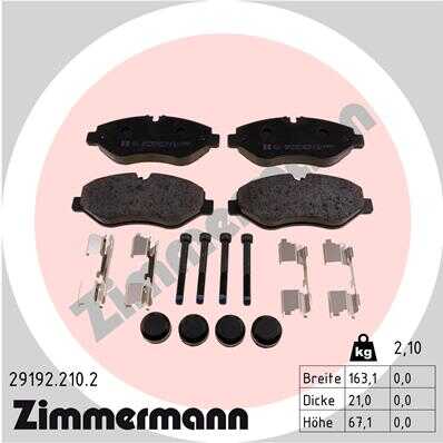 ZIMMERMANN 29192.210.2 Колодки дисковые передние! MB Sprinter II 06>/Viano 03>/Vito II, III 03>