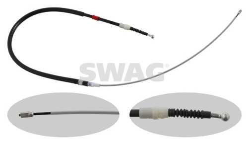 SWAG 30 93 0727 Трос ручника п.+л.! Seat Altea/Leon, Skoda Octavia, VW Golf all 06>