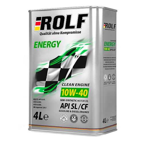 ROLF 322227 Масло моторное полусинтетическое ENERGY 10W40 4L API SL/CF, ACEA A3/B3-08, AC;Масло моторное Energy SAE 10W-40 API SL/CF 4л