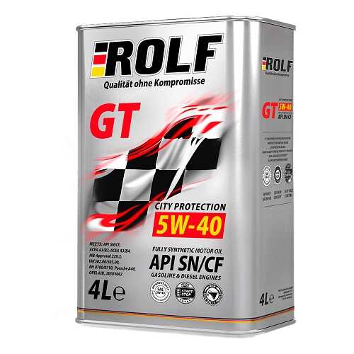 ROLF 322229 Масло моторное 5W40 GT API SN/CF син 4Л (4ШТ);Масло моторное GT SAE 5W-40 API SN/CF 4л