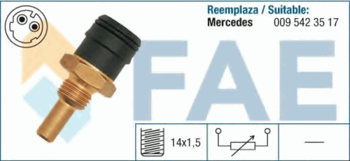 FAE 33280 Датчик температуры охл. жидк.! инжект. MB W202 1.8-2.8i/2.2D 93-00/W124 2.0i-3.2i 2.0 93-95